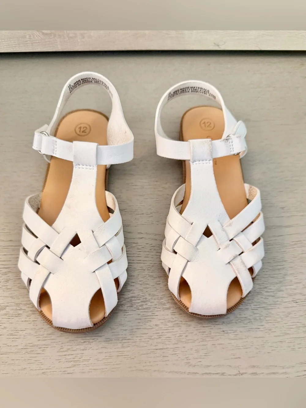 Cat & Jack Girls White Fisherman Sandals 12